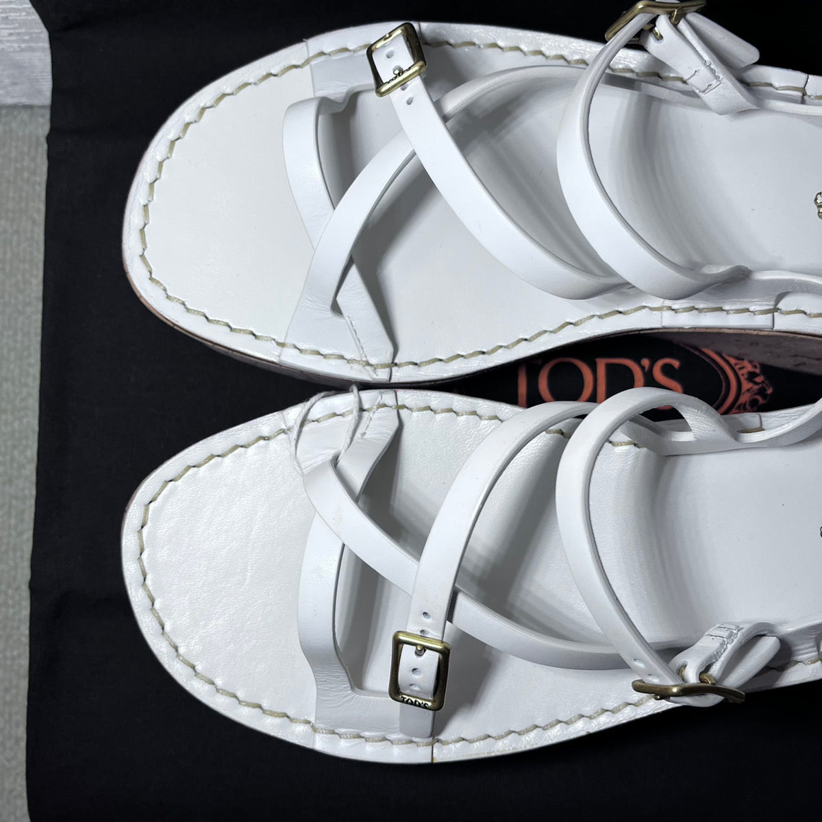 TOD'S トッズ クロスストラップ コルクウェッジソール サンダル