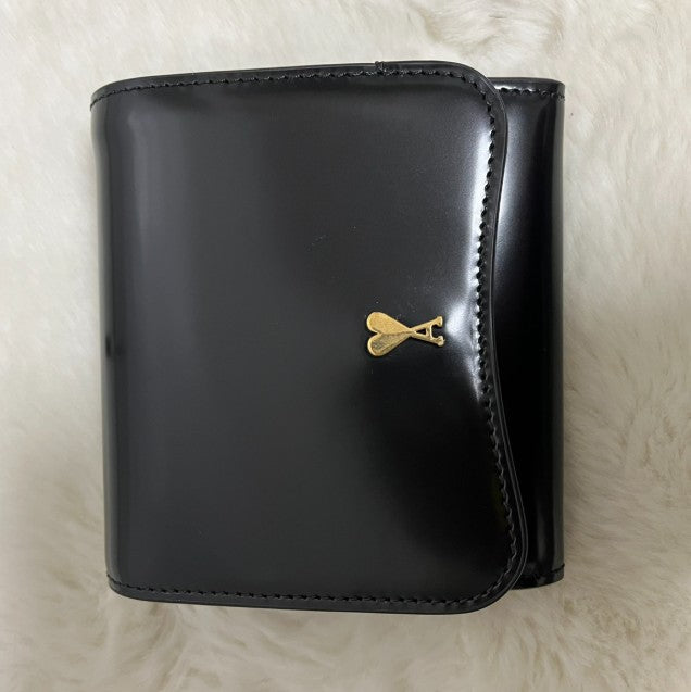 AMI PARIS（アミ パリス）パリ パリ レザー 二つ折り財布 ブラック USL708.AL0139