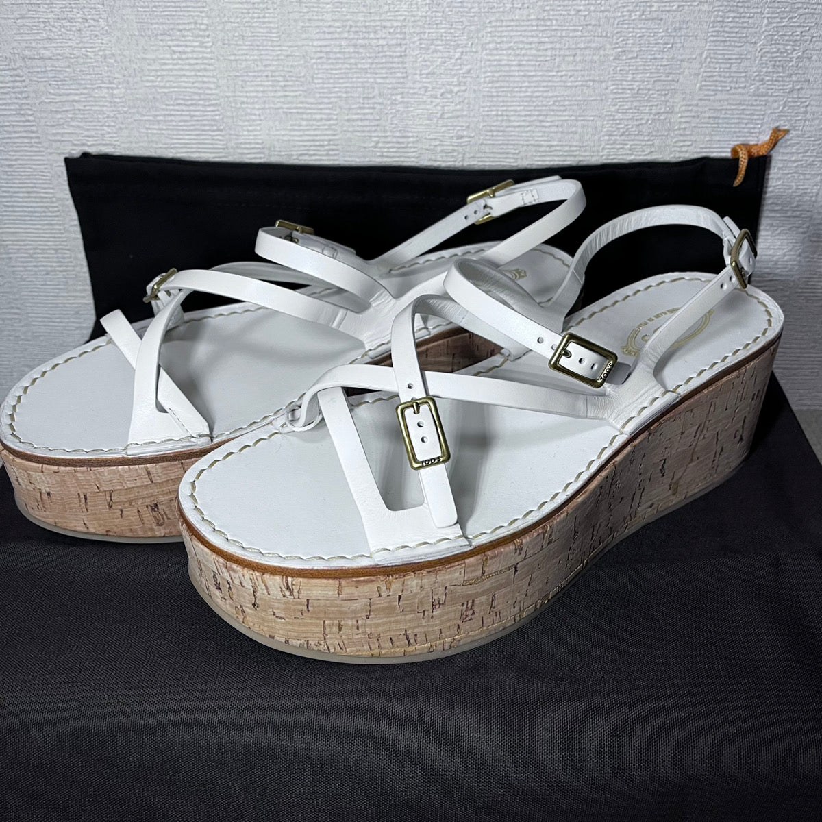TOD'S トッズ クロスストラップ コルクウェッジソール サンダル