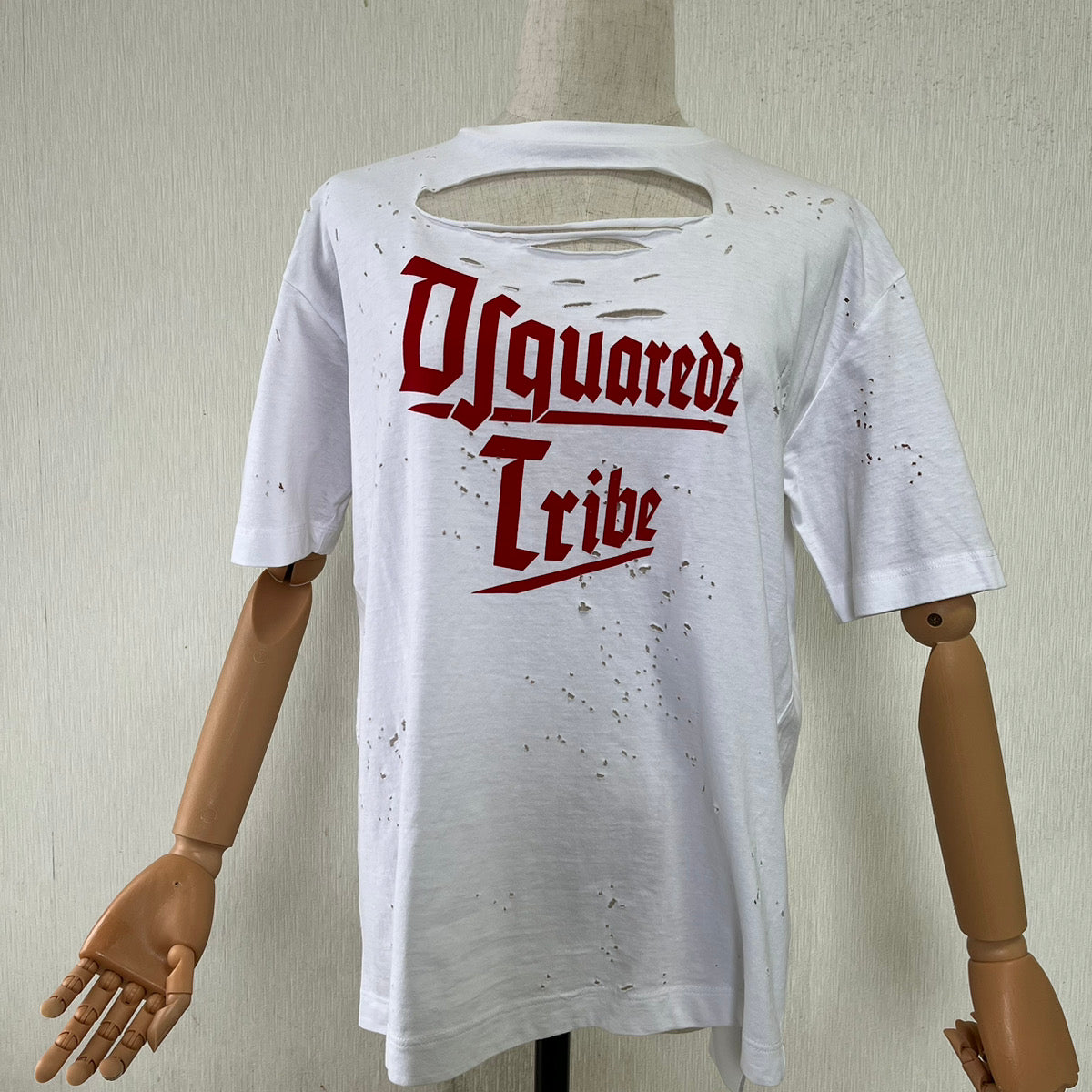 DSQUARED2★コットン ダメージ Tシャツ ホワイト