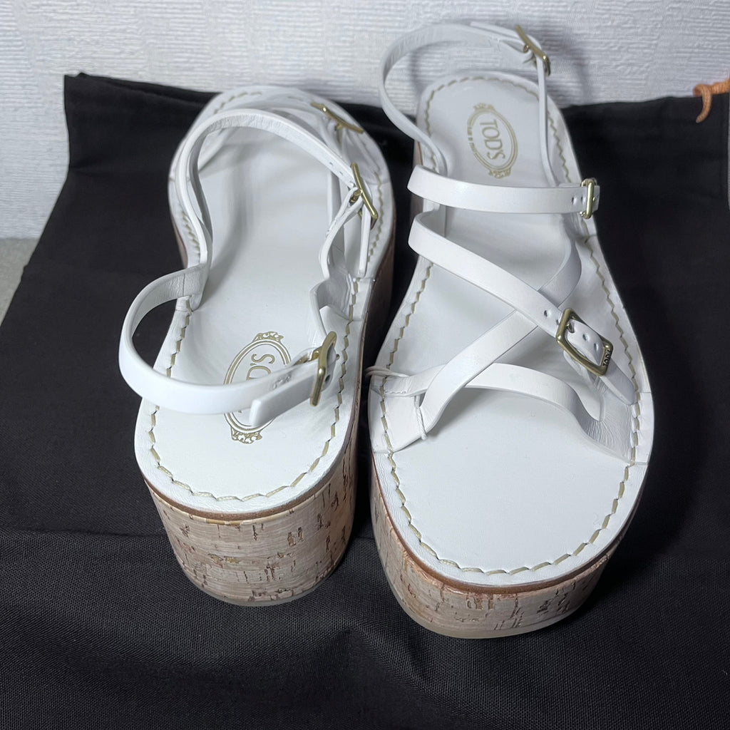 TOD'S トッズ クロスストラップ コルクウェッジソール サンダル