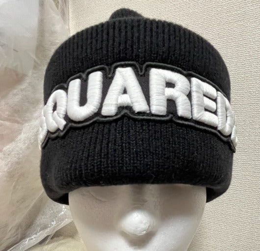 D SQUARED2(ディースクエアード) ロゴ ビーニー帽 ブラック