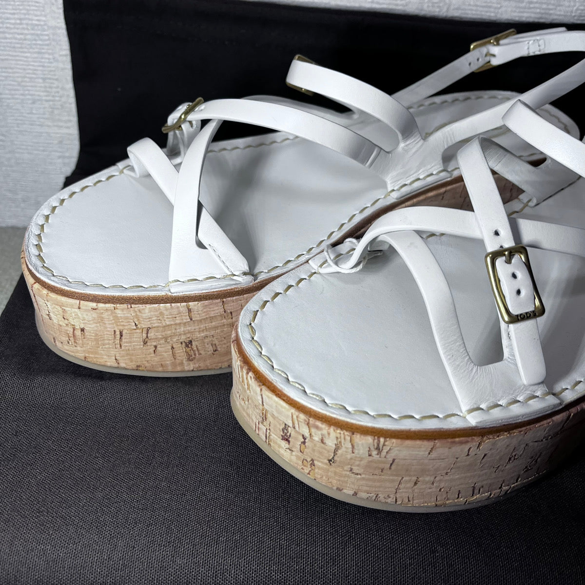 TOD'S トッズ クロスストラップ コルクウェッジソール サンダル
