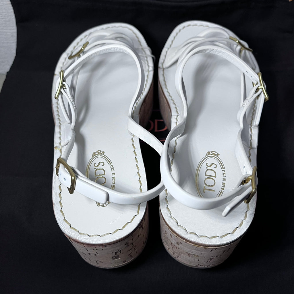 TOD'S トッズ クロスストラップ コルクウェッジソール サンダル