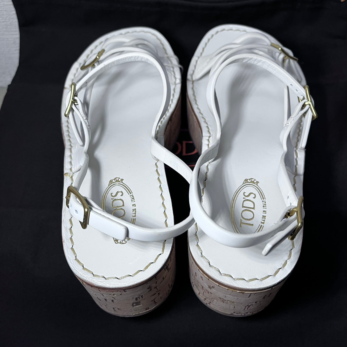 TOD'S トッズ クロスストラップ コルクウェッジソール サンダル