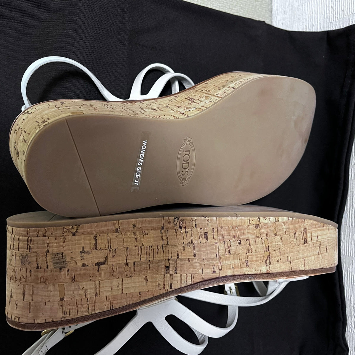 TOD'S トッズ クロスストラップ コルクウェッジソール サンダル