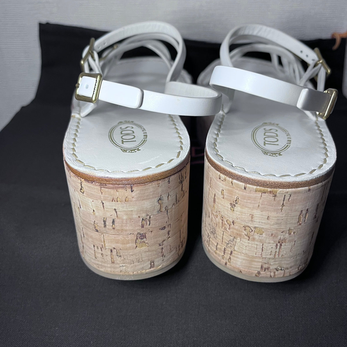 TOD'S トッズ クロスストラップ コルクウェッジソール サンダル