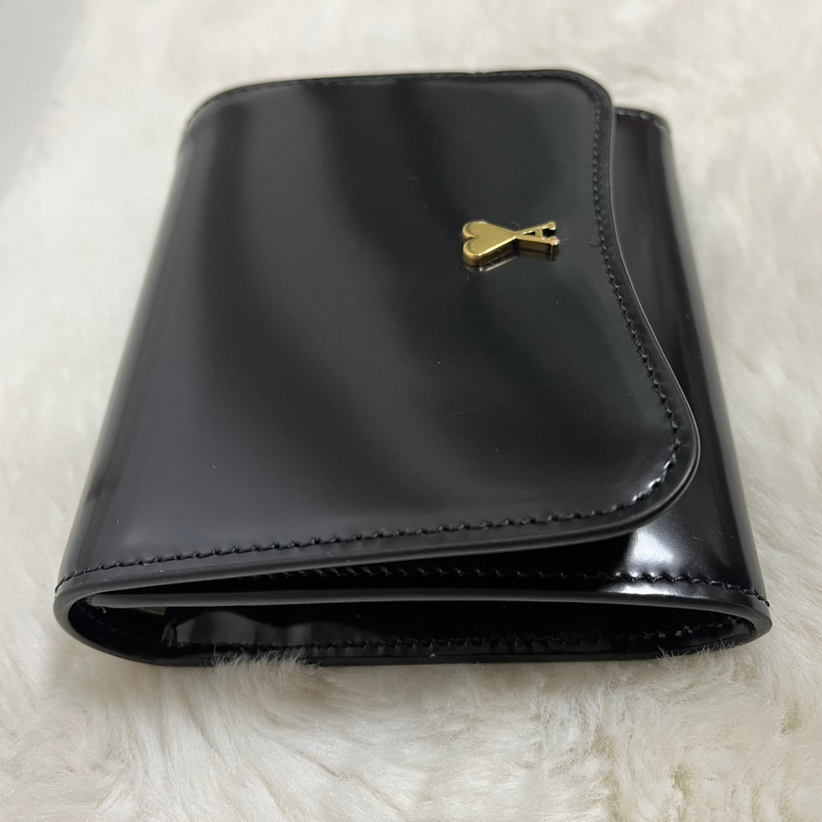 AMI PARIS（アミ パリス）パリ パリ レザー 二つ折り財布 ブラック USL708.AL0139