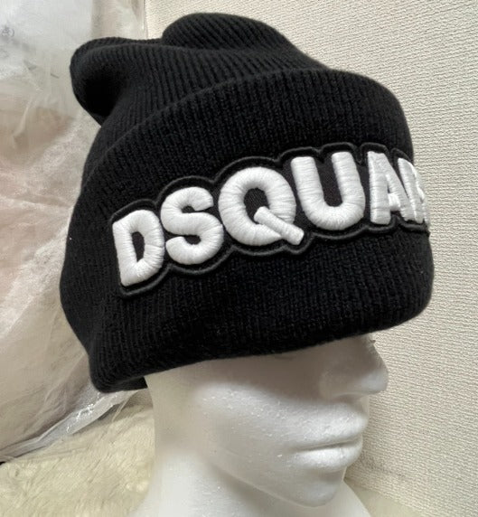 D SQUARED2(ディースクエアード) ロゴ ビーニー帽 ブラック