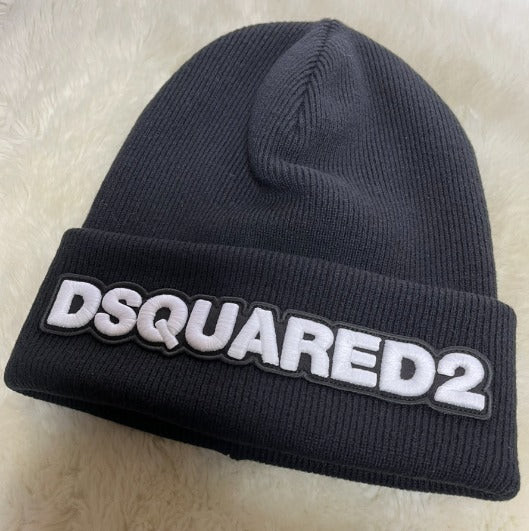 D SQUARED2(ディースクエアード) ロゴ ビーニー帽 ブラック