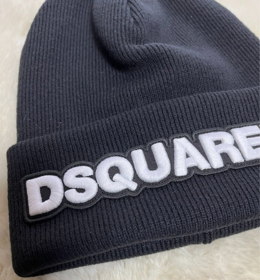 D SQUARED2(ディースクエアード) ロゴ ビーニー帽 ブラック