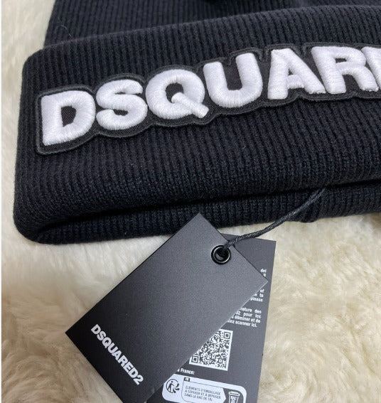 D SQUARED2(ディースクエアード) ロゴ ビーニー帽 ブラック