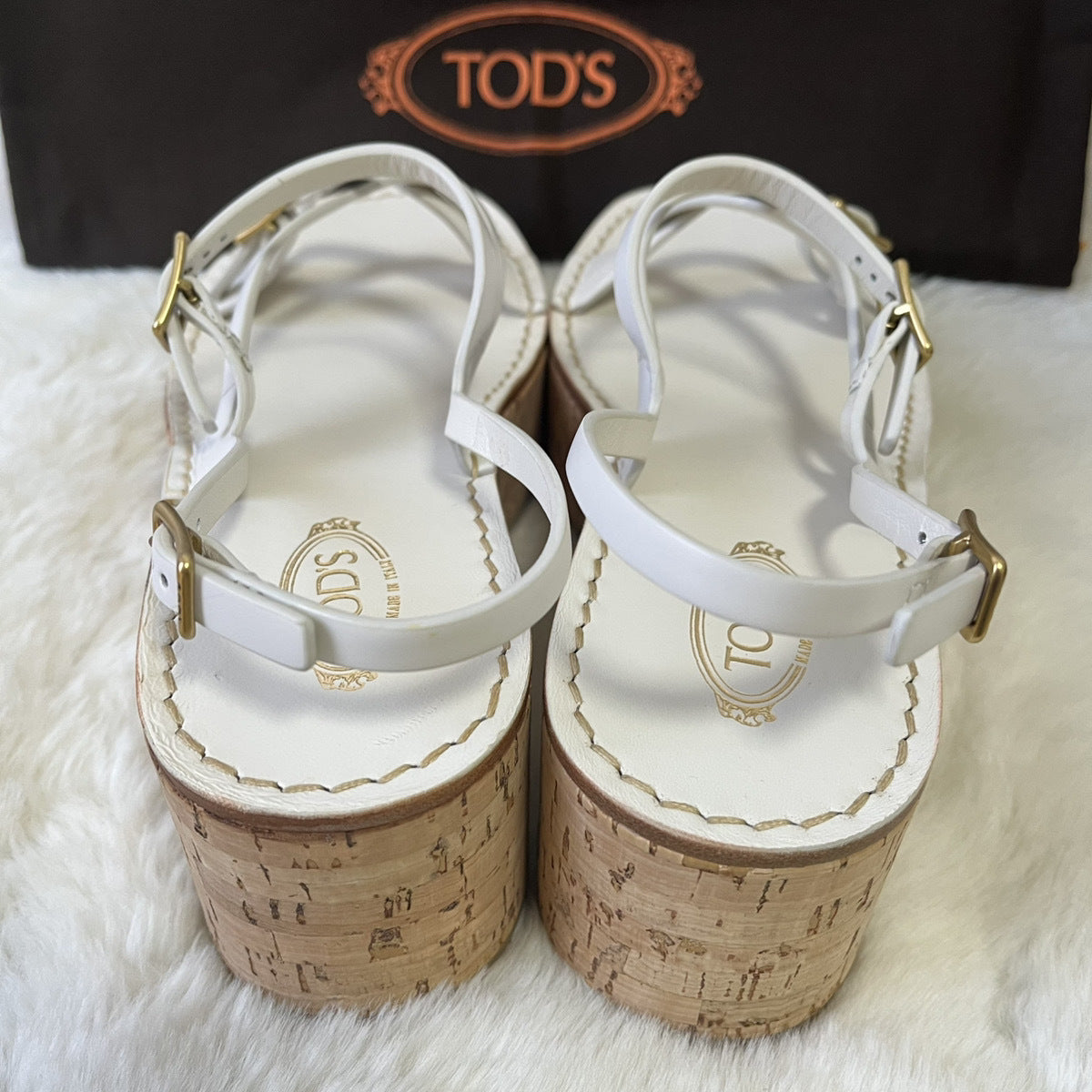 TOD'S トッズ クロスストラップ コルクウェッジソール サンダル